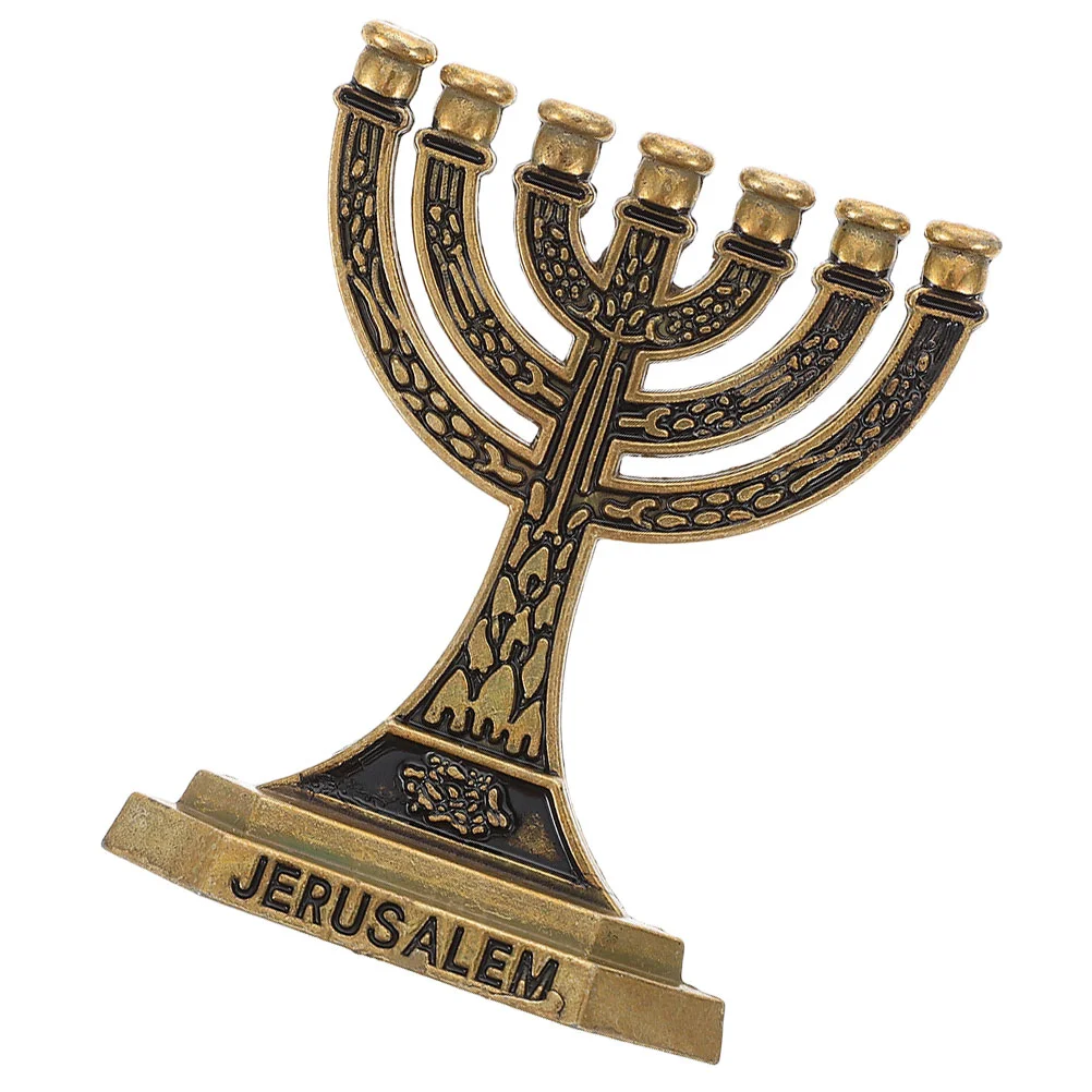 Desktop Holy Grail Ornament Vintage Decor Jewish Holder Alloy Menorah 7 Branch Decorative