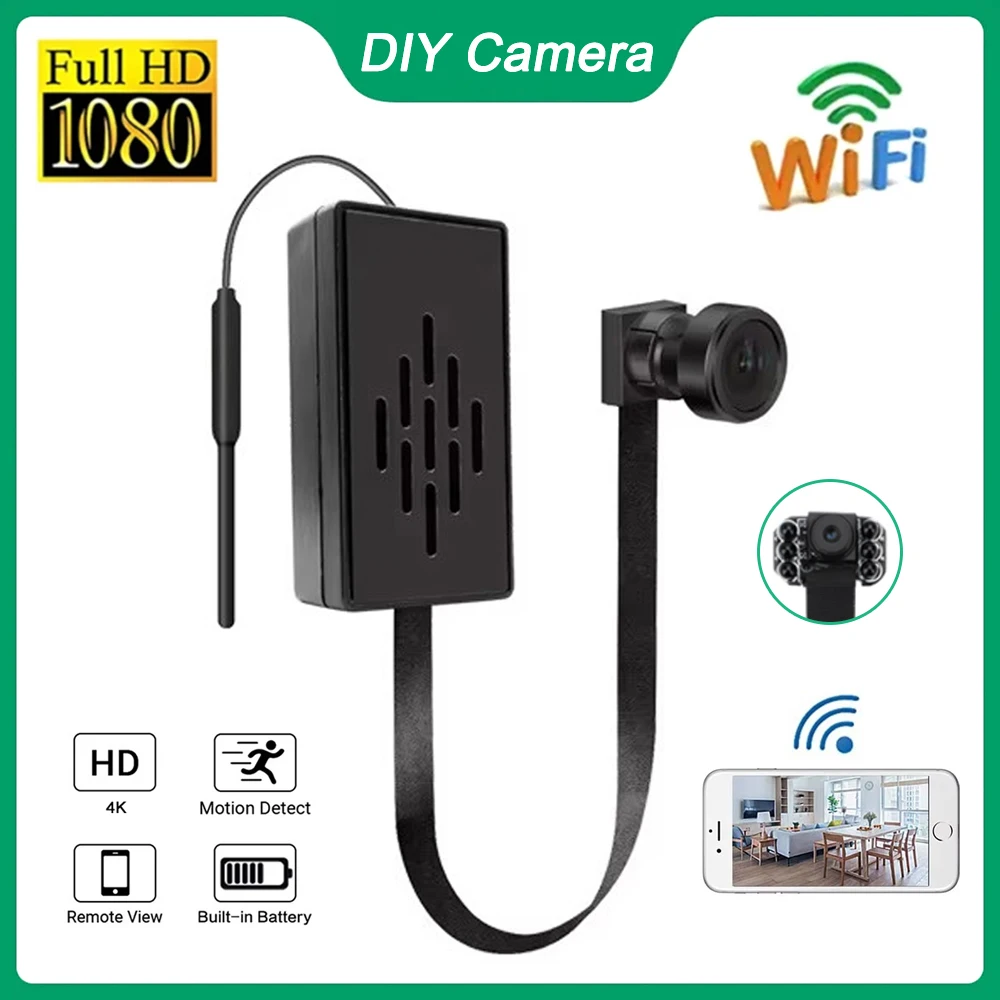 Mini cámara WiFi 4K 1080P HD, módulo inalámbrico portátil DIY, grabadora de vídeo, detección de movimiento inteligente para el hogar, videocámara P2P con vista remota