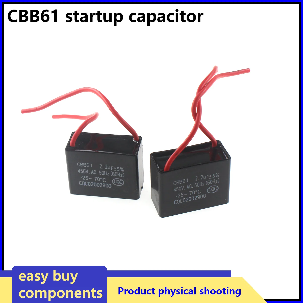 

5pcs CBB61 1uf 1.5uf 3uf 4uf 5UF 6UF 7UF 8uf 10UF 12UF 15UF 20UF 22UF Capacitor 450vac Fan Motor Run Starting Capacitors