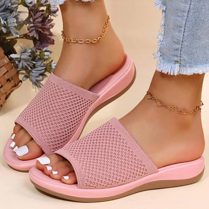 

Women's Sandals Low Heels Summer Shoes For Women Breather Slippers Slip On Summer Sandals Elegant Heeled Shoes Woman Footwear
