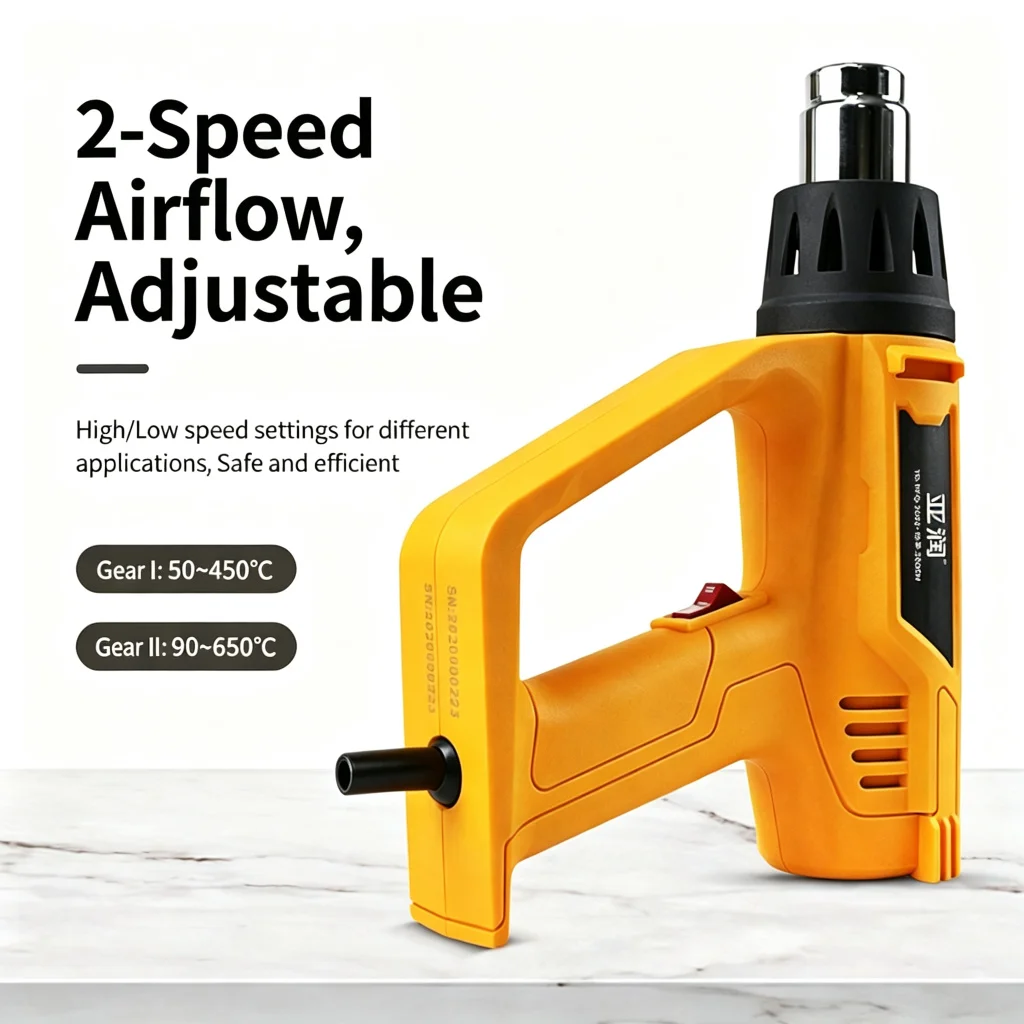 YARUN 2000W Handheld Heat Gun Adjustable Temperature with 11 Models for Heat Shrink Paint Stripping Electronics Repair DIY