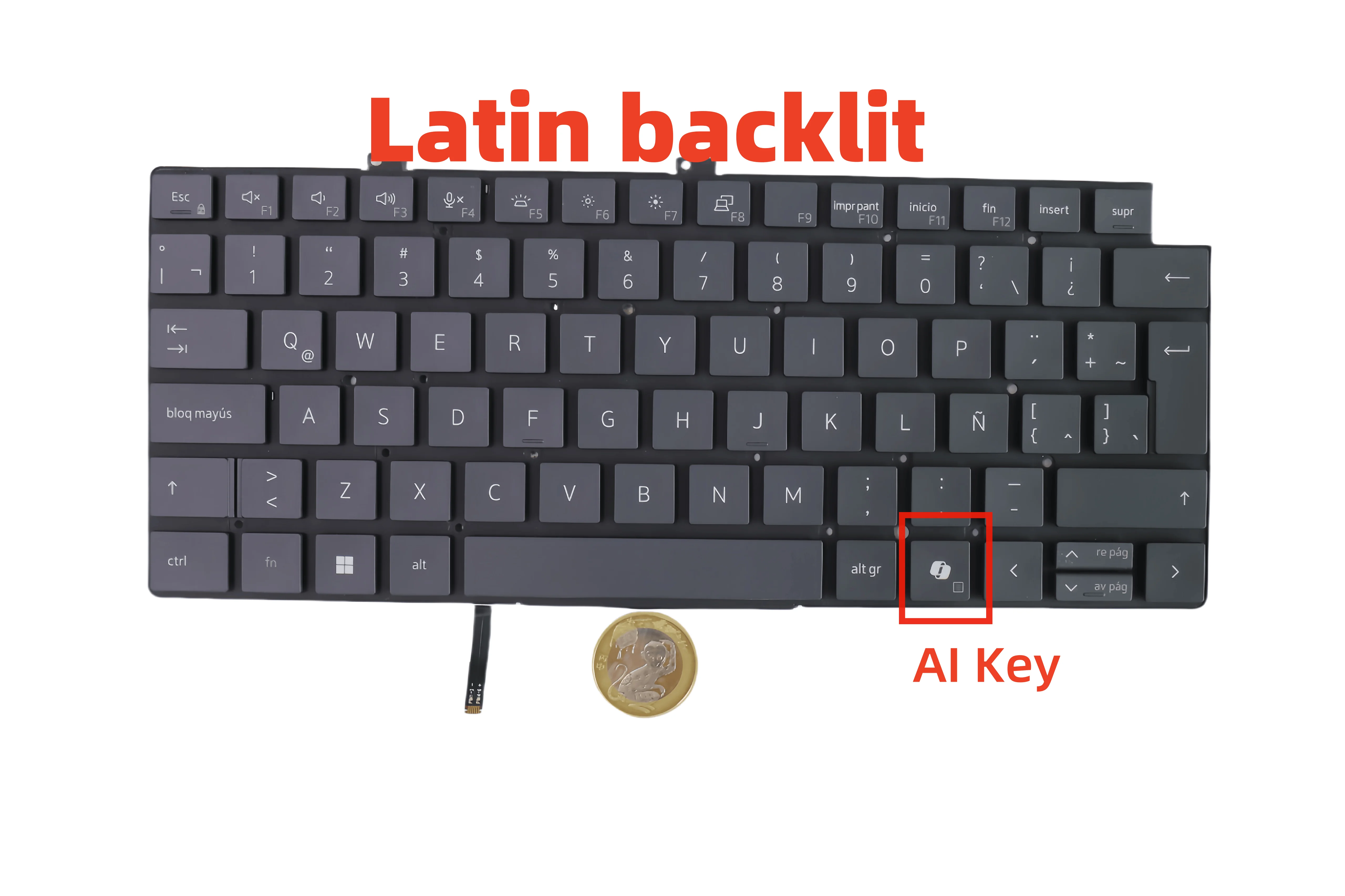 Latin/Spanish Backlit Keyboard for DELL Pro13 Plus PB13250 with AI Key
