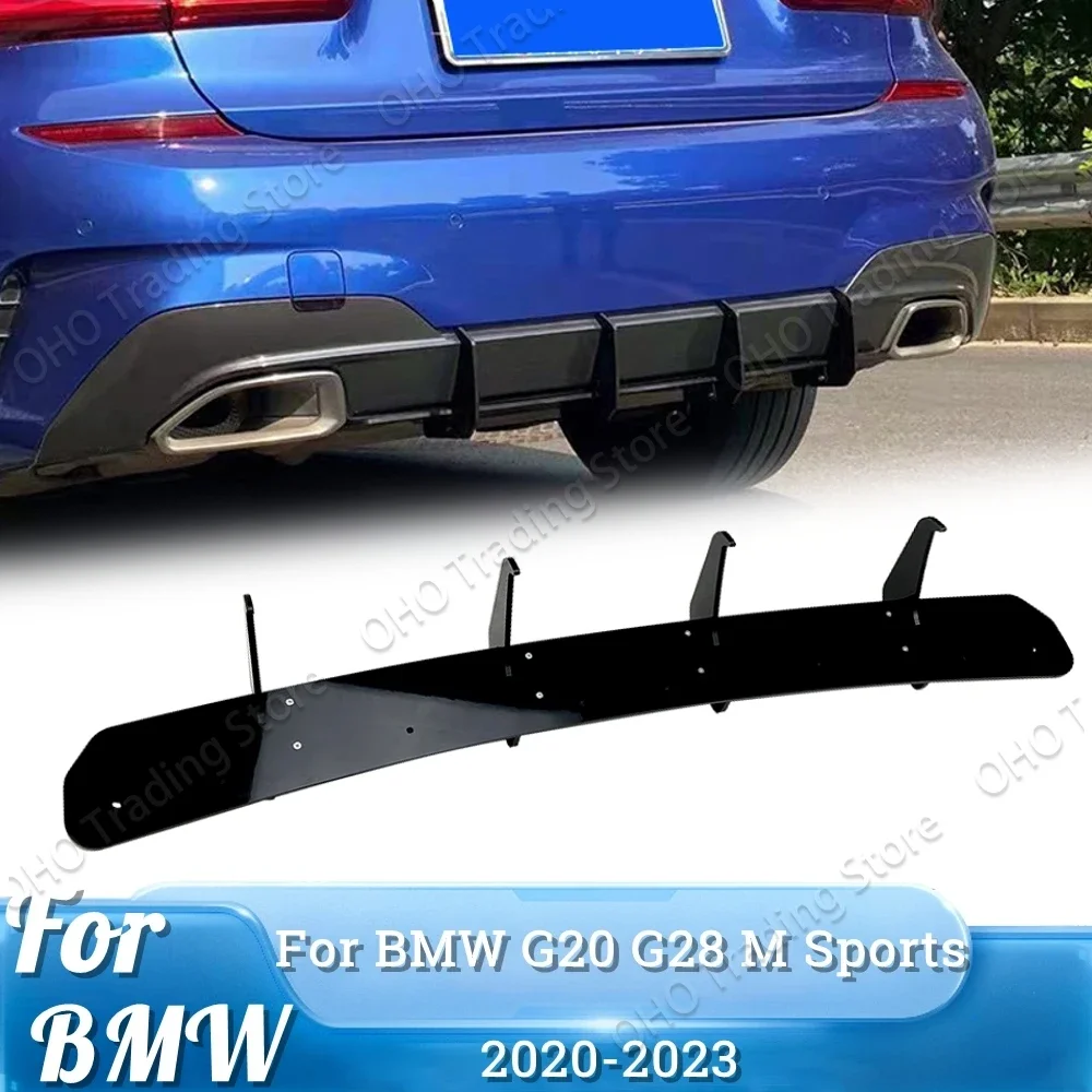 Car Rear Bumper 4 Fins Diffuser Side Splitters Spoiler Lip For BMW G20 G28 318i 320i 325i 330i Standard / M Sport 2019-2022