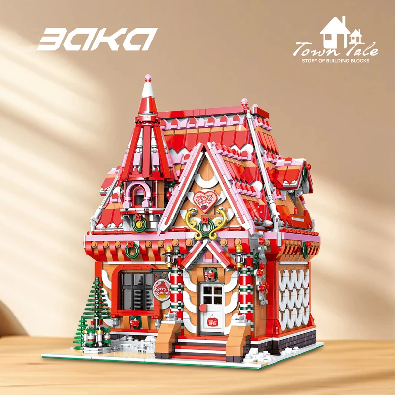 IN STOCK MOC Street View Construction Strawberry Ice Cream Workshop Building Blocks Bricks Toys for Children Christmas Gift Set