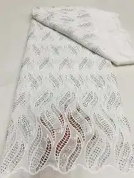 White Austria Cotton African Polished Fabric 2023 Milk Silk Lace for Occasions Celebrants 5 Yards Swiss Voile Lace Sew XC2242