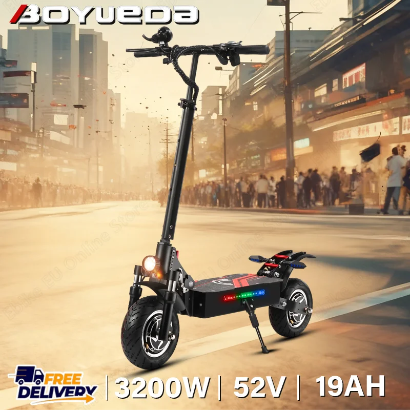 Hulajnogi elektryczne BOYUEDA Q7 PRO, 3200W, podwójny silnik, bateria 52V19AH, hulajnoga elektryczna z hydraulicznymi hamulcami tarczowymi, 10-calowe opony terenowe.