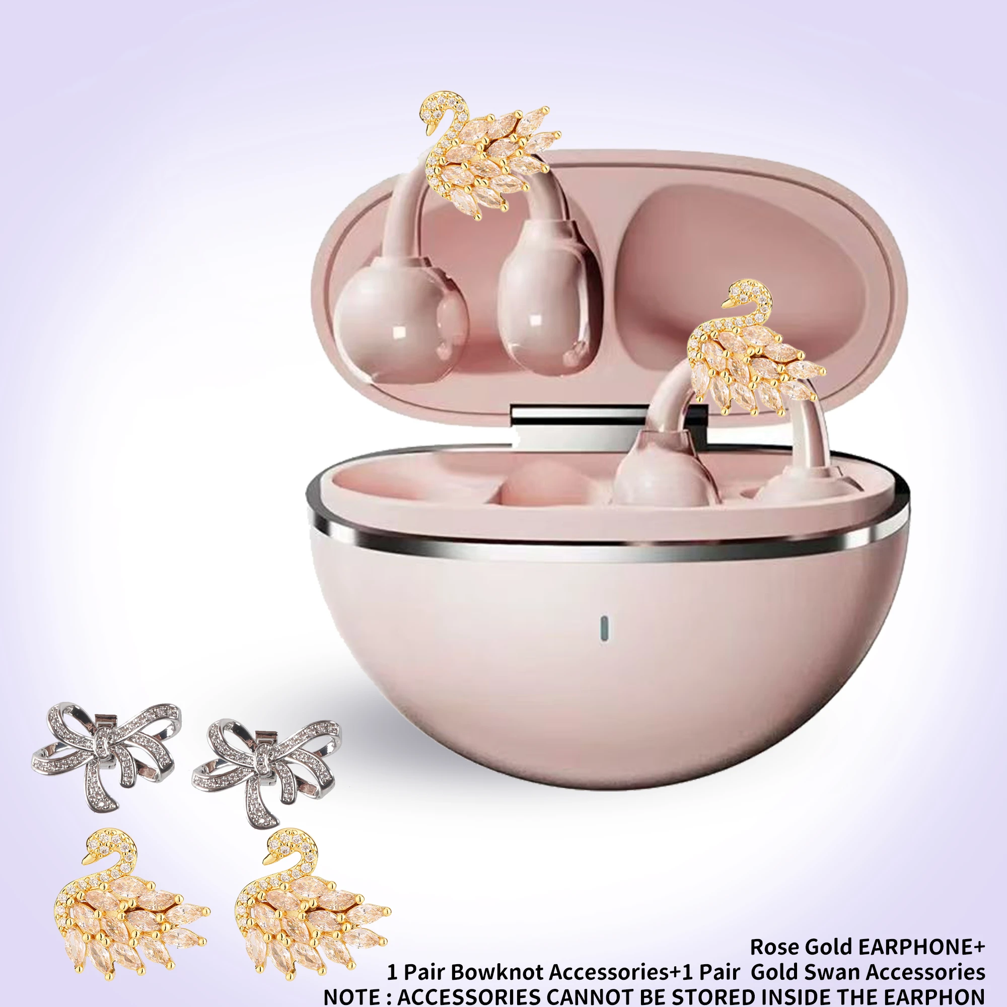 

Ear-Clip Wireless Earphones Ornament Earring Jewelry Design HiFi Sound IPX4 Waterproof Bluetooth5.4 Free Clips Earbuds Girl Gift