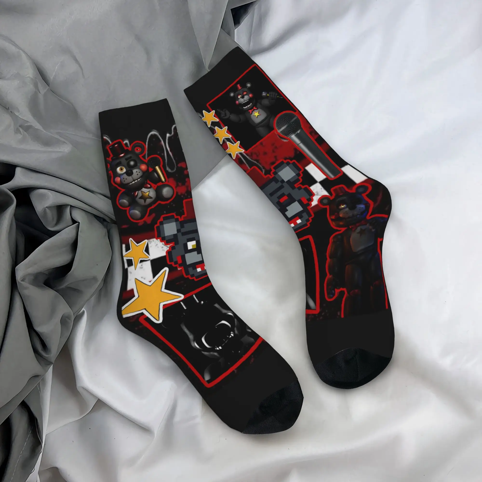 

Autumn Winter Harajuku Women Men FNAF At Freddys Socks Cartoon Breathable Sports Socks