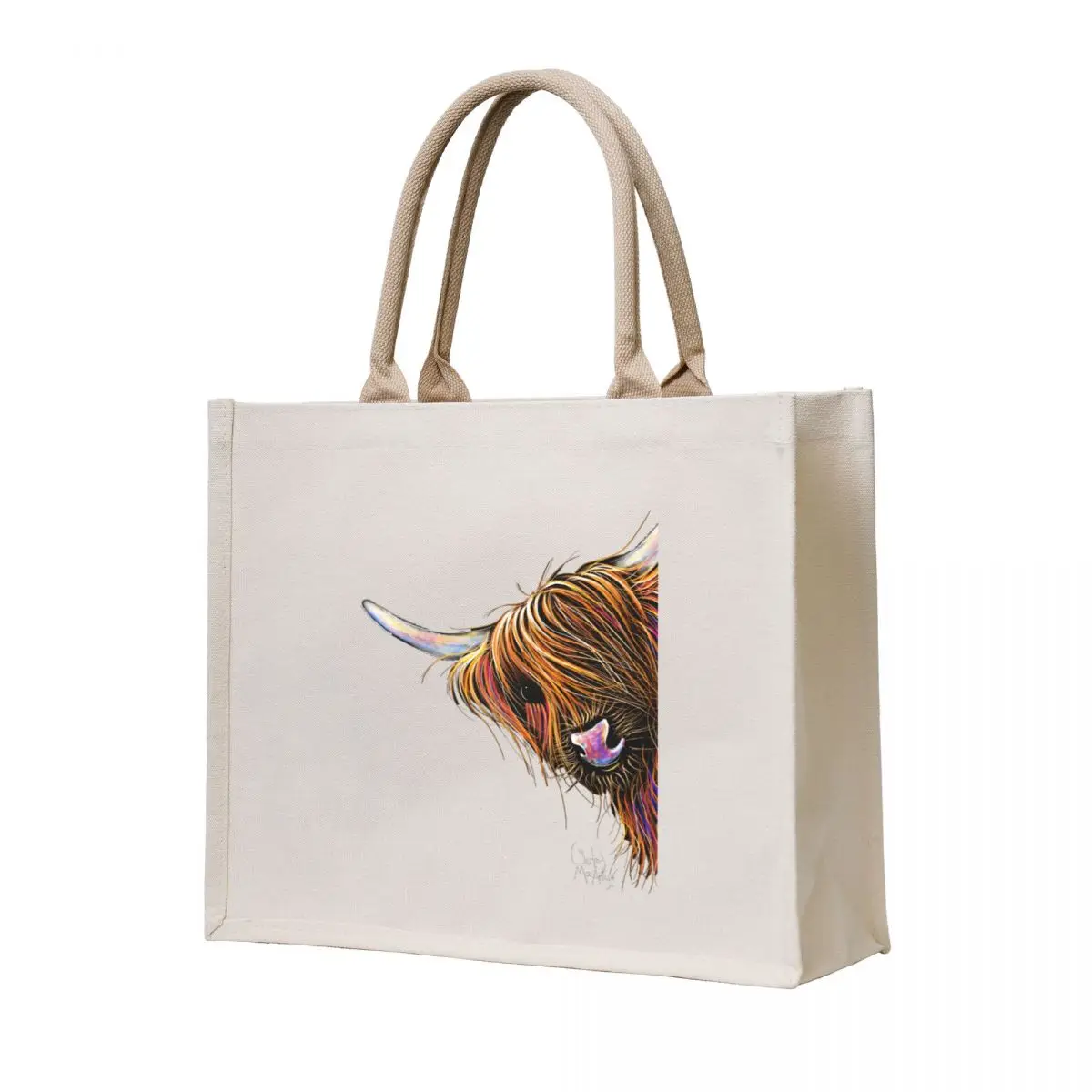 

CoW PRiNT SCoTTiSH HiGHLaND ' NooDLeS ' by SHiRLeY MacARTHuR Tote Bag bag luxury women Shopper bag