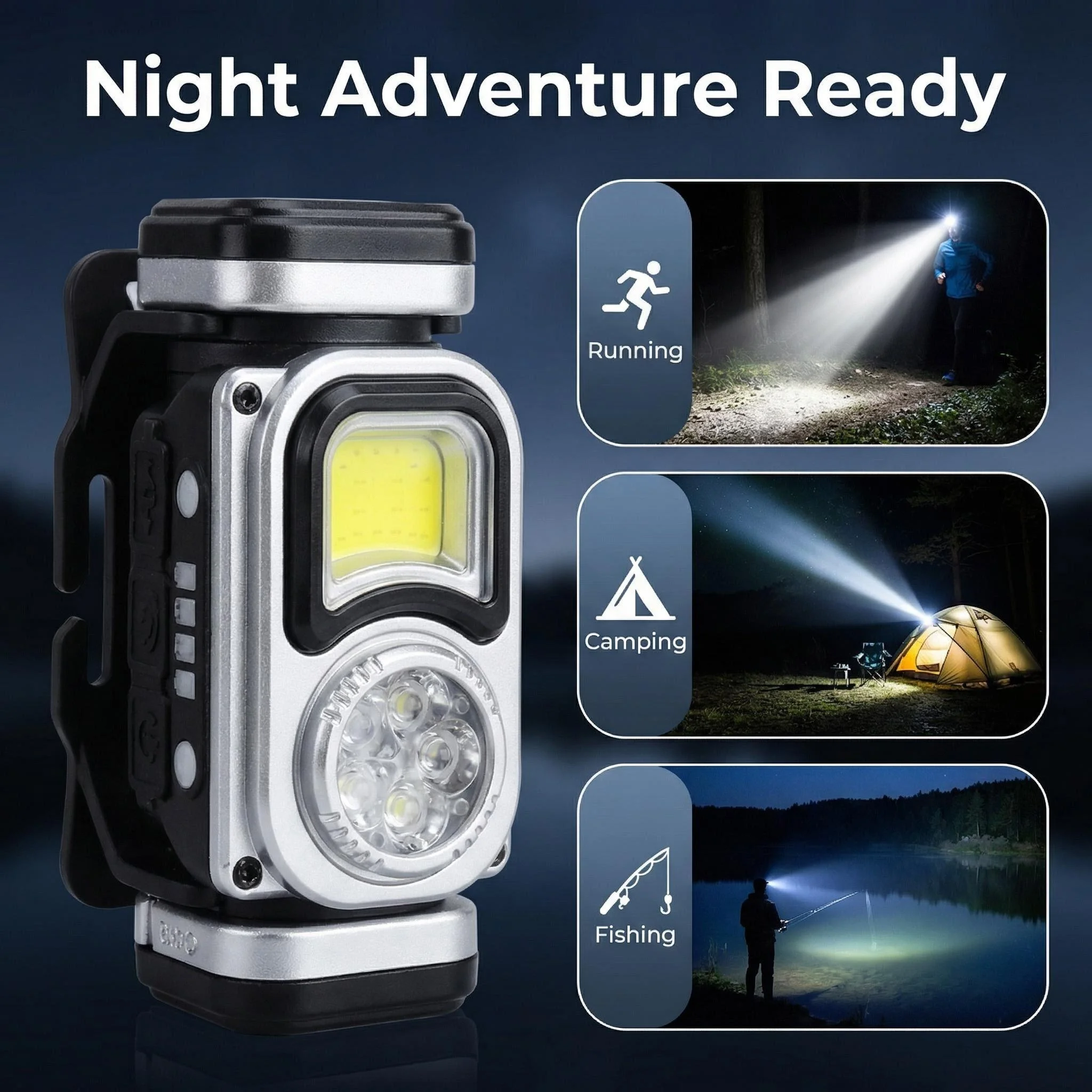 

Intelligent wave sensing headlight USB head mounted outdoor lighting night fishing mountain climbing maintenance light