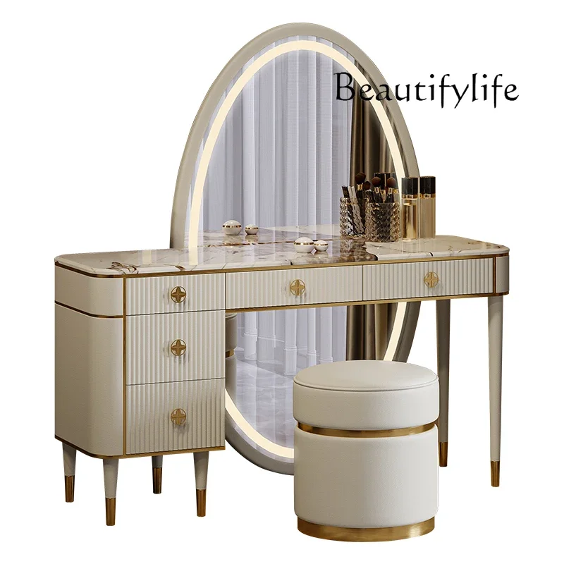 

Light luxury dresser bedroom modern high-end Italian minimalist marble light luxury integrated makeup table