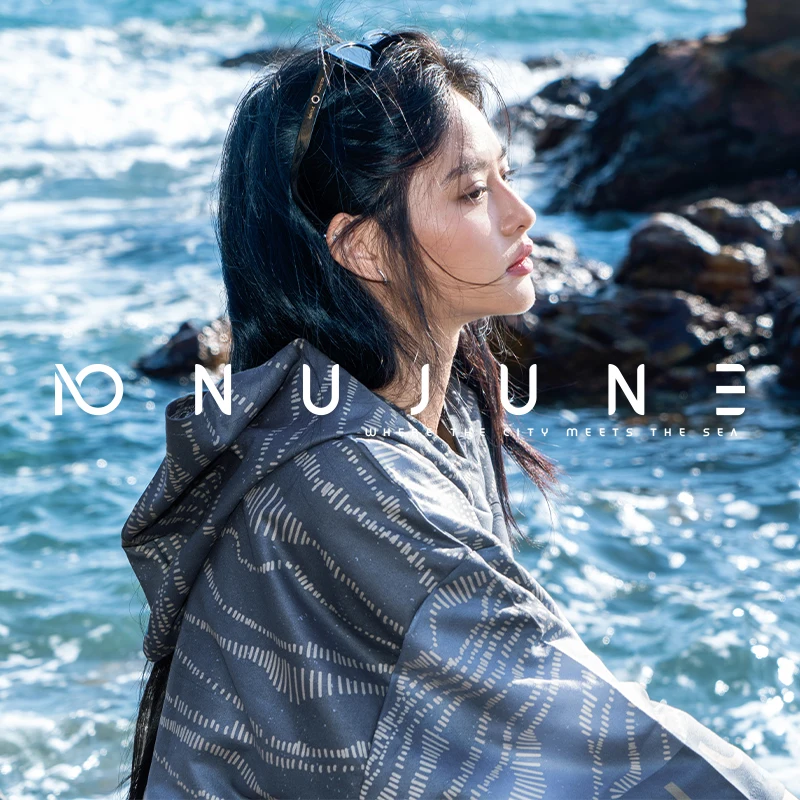 

Nu-June Hooded Waterproof Surf Poncho Quick Dry Changing Towel Swimming Windproof Cape Pocket Surfing Beach Bath Towel Robe