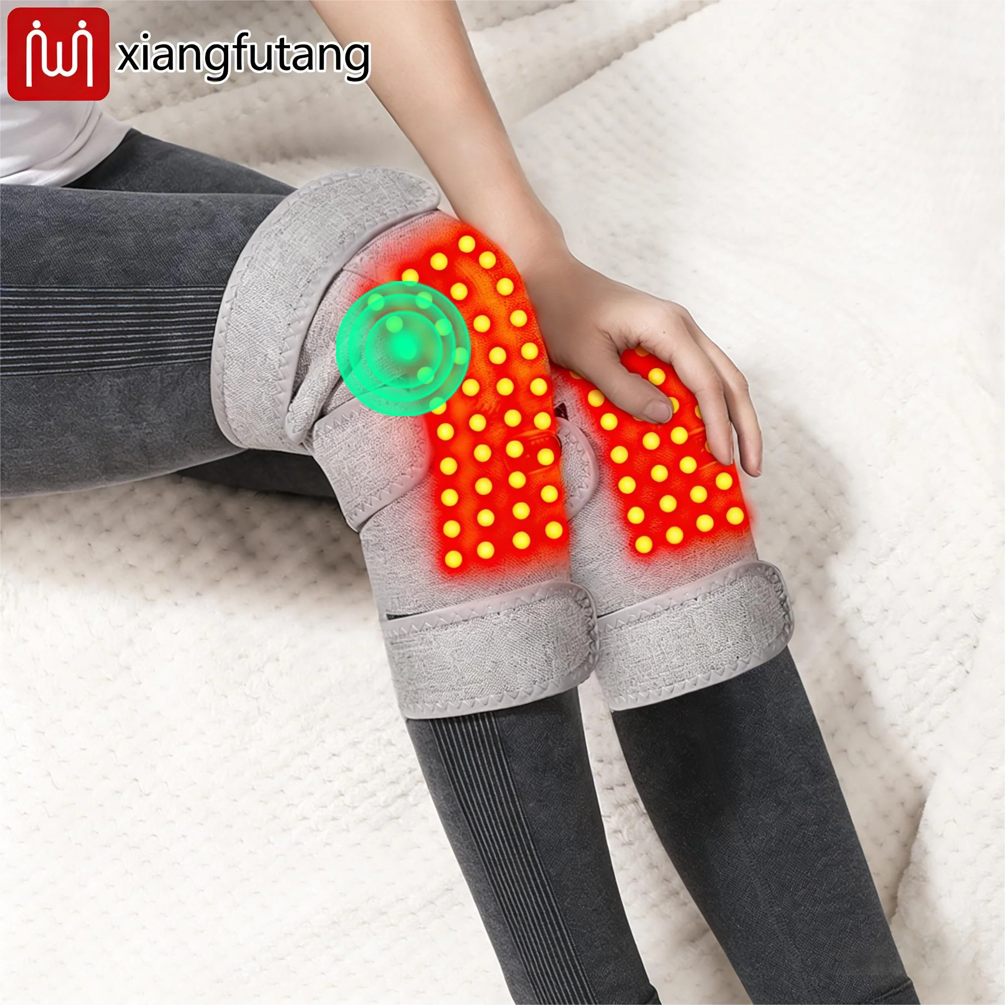 

Red Light Heating Knee Brace with Leg Vibration Massager Relieves Knee Joint Pain Overuse Injuries Arthritis USB Port