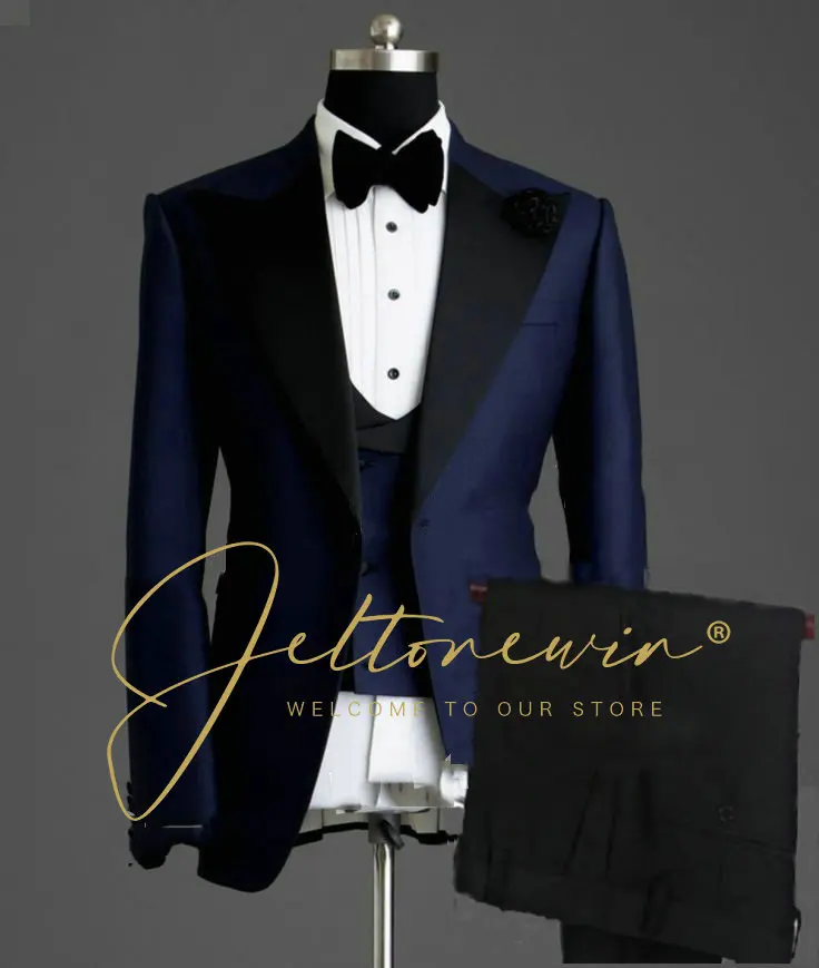 

Wedding Suit Men Dress Slims Men's Business Suit 3 Pieces Jacket Pants Vest Formal Suit Tuxedo Groom Suit Costume Homme