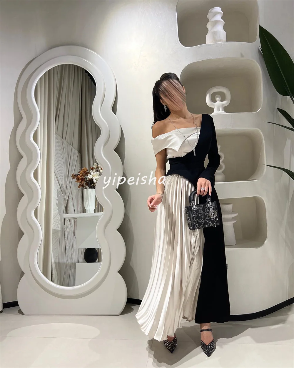 Customized Simple Exquisite Jersey Pleat Draped Sash A-line Off-the-shoulder Midi Dresses Homecoming Dresses Sizes Available Mat