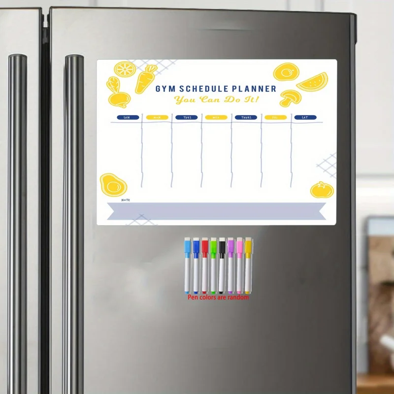 Magnetic Refrigerator Magnet Set，Reusable Time Planner，Fitness Schedule，Behavior Supervision Form，Weekly Schedule，Large Size，Bel