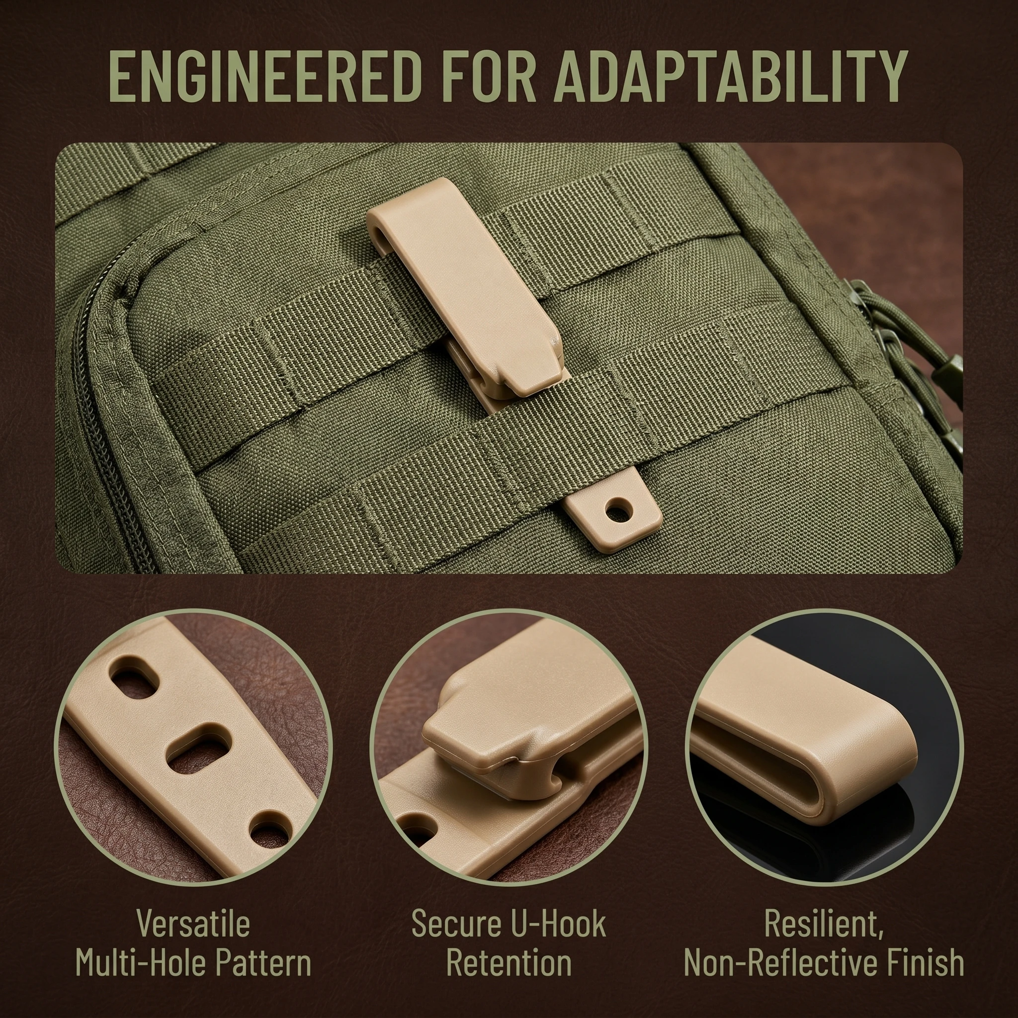 Multifunctional Backplate Knife Sheath Clip - Suitable for DIY Knife Sheaths, Gun Holsters and MOLLE System Accessories Fixation