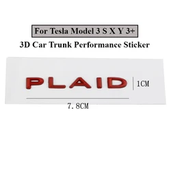 Car 3D Metal Plaid Logo Decals Stickers For Tesla Model 3 S X Y 3+ Trunk Performance Emblem Badge Styling Sticker Accessories