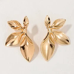 Stud Earrings For Women Irregular Exaggerated Metal Flowers Ear Accessories Holiday Gift Party OL Fashion Jewelry AE174