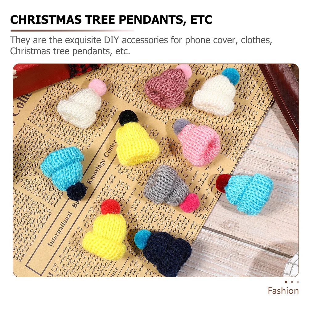 

20 Pcs Mini Beanie Miniature Hats for Crafts Small Birthday Party Knitting Tiny Decorated Colorful