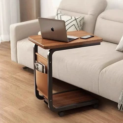 Mesa auxiliar para sala de estar, mesa de centro móvil, mueble auxiliar para sofá en forma de C, mesa cuadrada pequeña y sencilla, mesita de noche para dormitorio