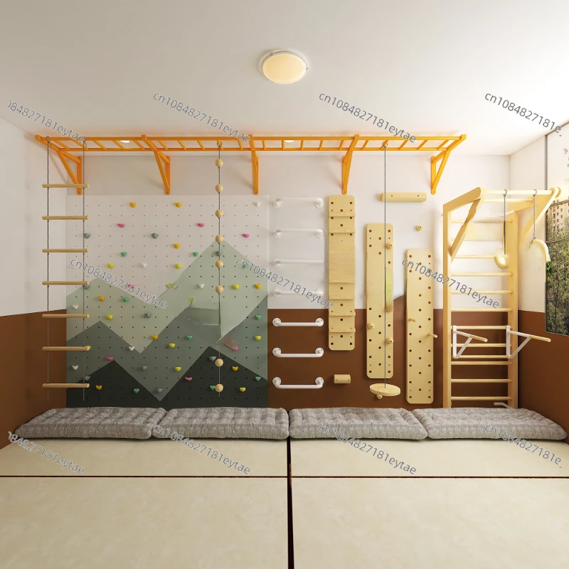 Wooden Climbing wall indoor physical fitness training equipment for children