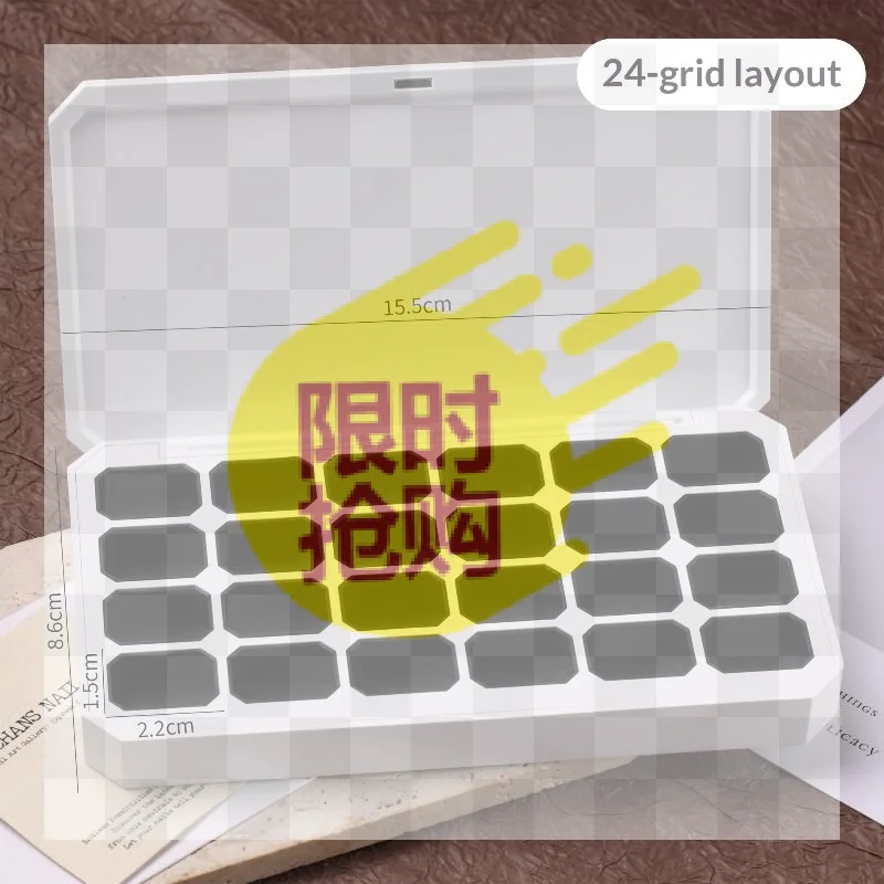 【HBA】1 boîte d'emballage magnétique vide à 24 compartiments pour manucure DIY, vernis gel UV solides, gel ombré, vernis à ongles