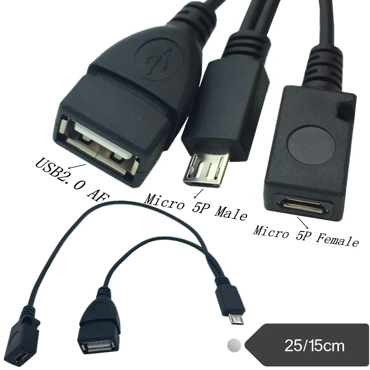 Micro USB Host OTG Cable with USB Power forNOTE 3/NOTE 4 of Samsung 25/15CM;