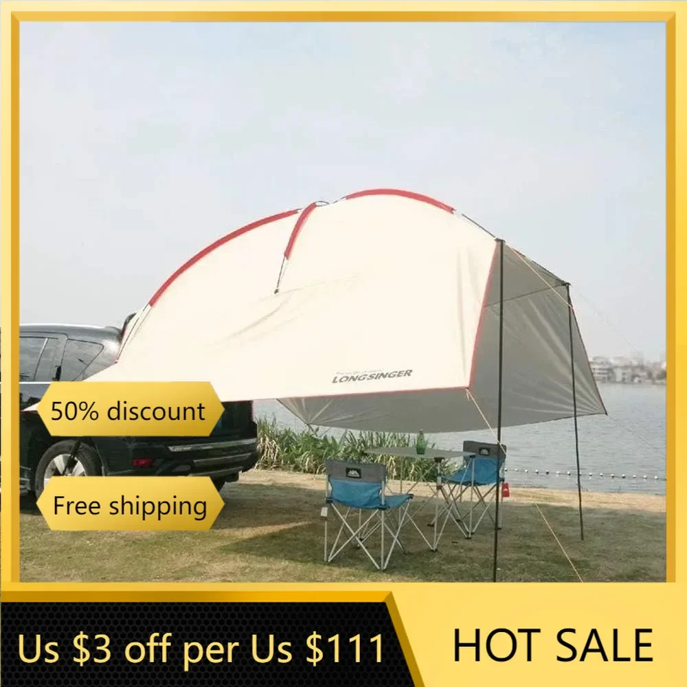 

Portable Auto Canopy Camper Trailer Sun Shade for Camping Shelter Shade Awning Tent With Both Sides Awnings Freight free