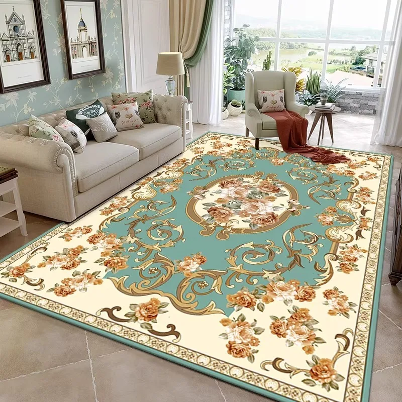 European-Style Prints Bedroom Bedside Rug Light Luxury Living Room Carpet Home Decor Sofa Coffee Table Mat Home Tapis Alfombra