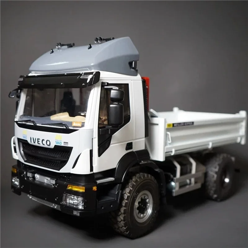 Simulation High Roof Spoiler Kit with LED Light for 1/14 Tamiya RC Truck Tipper Iveco JUWUBA Model Car DIY Accessories