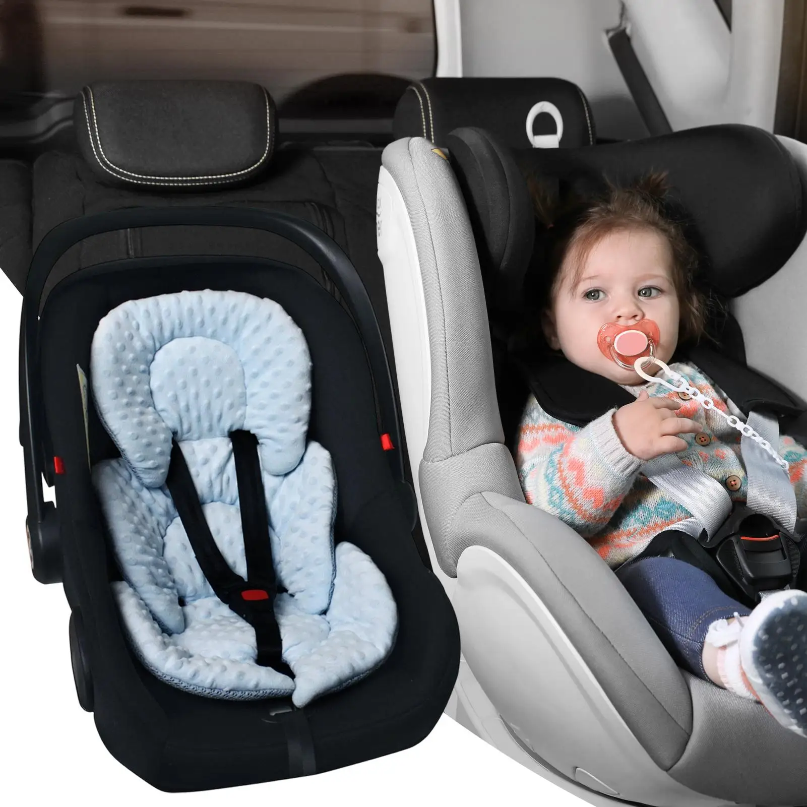 

Stroller Liner 2 in 1 Reversible Breathable Supportive Mat Baby Stroller Padding Seat Liners for Comfort Support Boys Toddler