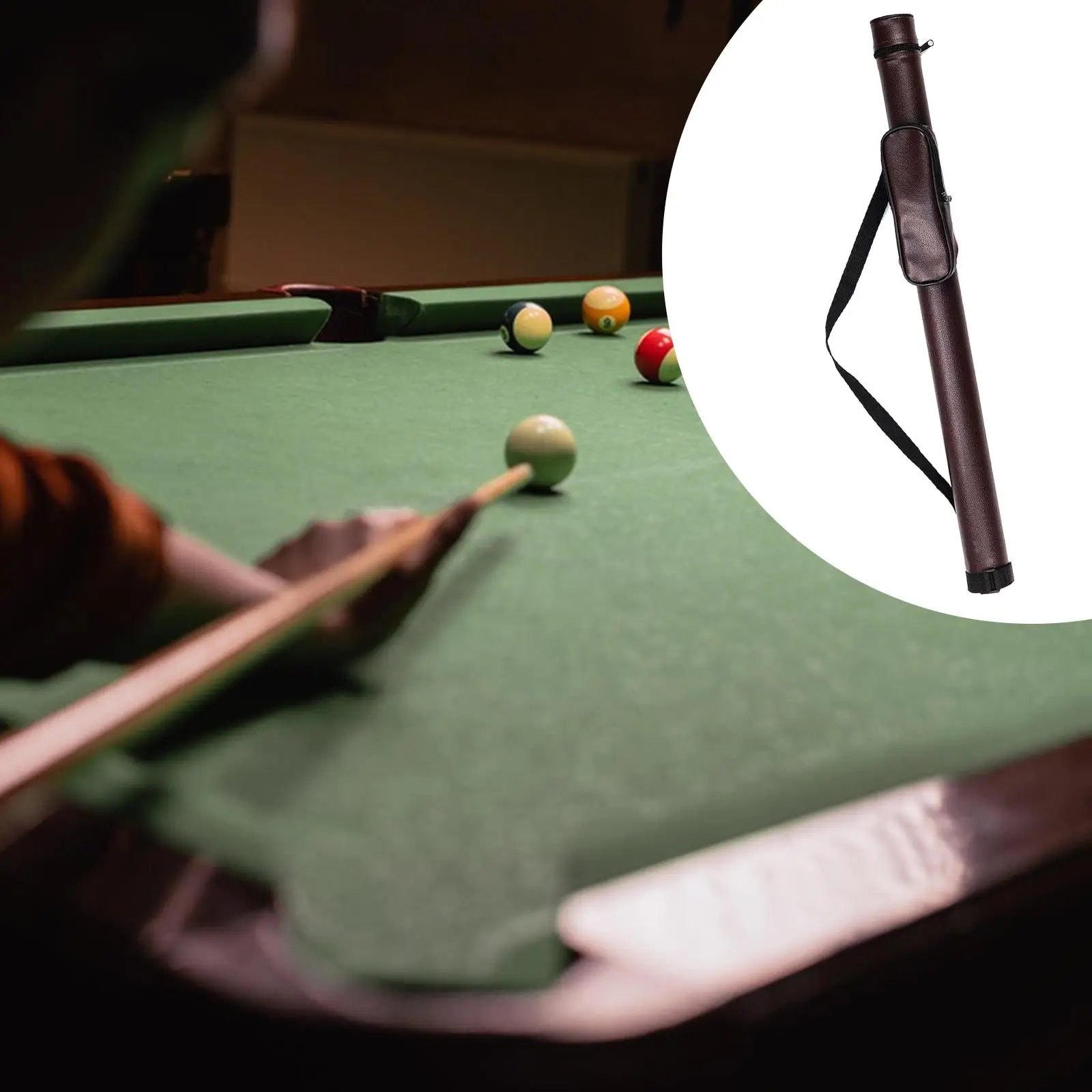 

PU Leather Billiard Cue Bag Soft Pool Stick Case Durable Storage for Billiard Club and Home Use