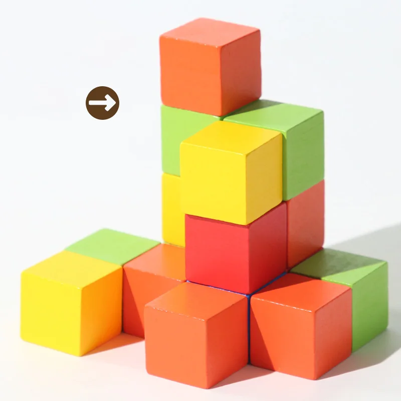 50Pcs/Set 2*2*2cm Colorful Wooden Cube Building Blocks Toy for Kids Educational Toys Squares Stack High Game Brick Gift for Kids