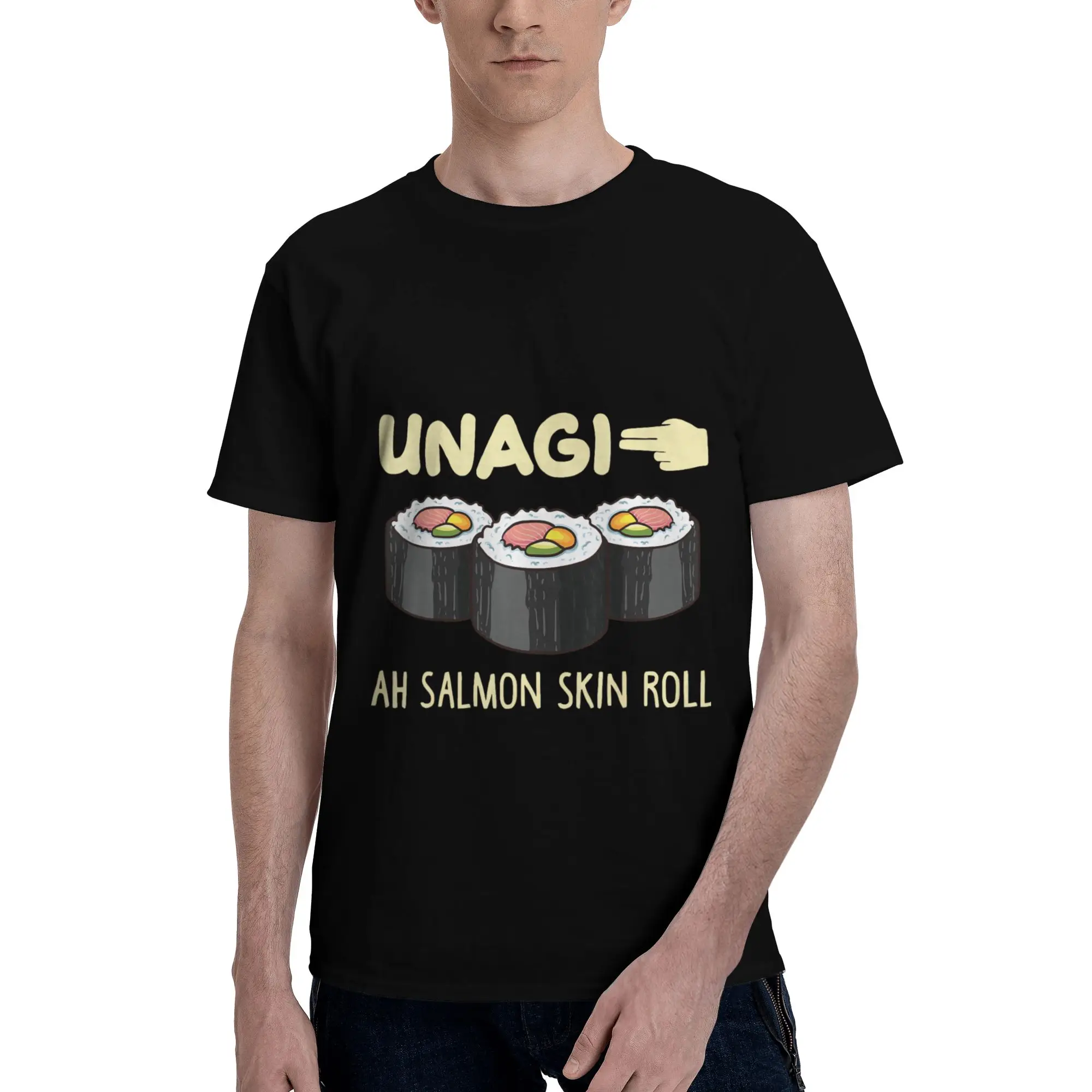 Unagi Mindfulness Total Awareness Funny Ah Salmon Skin Roll Herren-T-Shirt, tolles T-Shirt mit kurzen Ärmeln, Fugees-Baumwolle