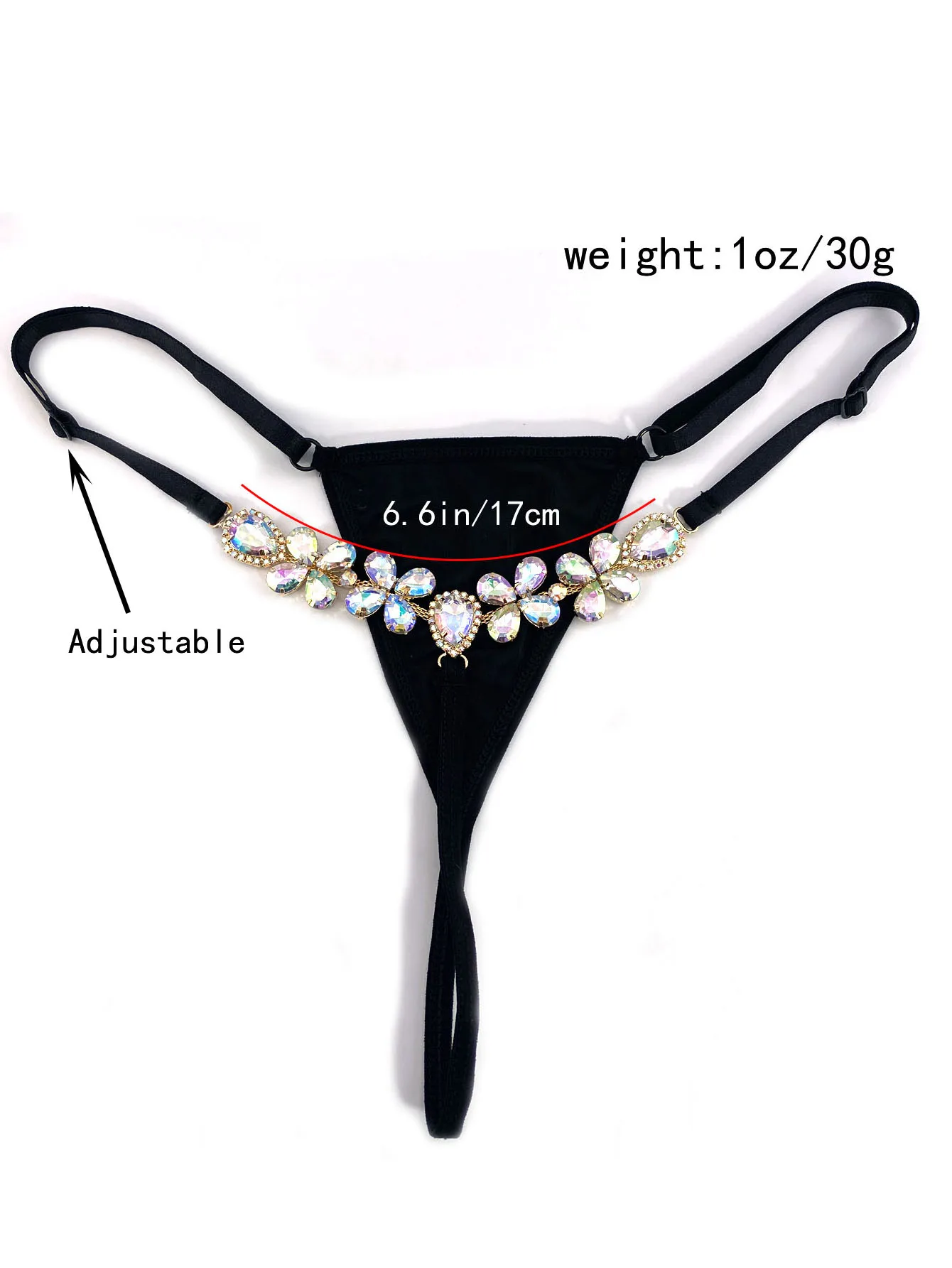 1pc Bohemian Colored Thong With Crystal Inlay Women's Sexy Body Jewelry Fun Beach Swimming Accessories