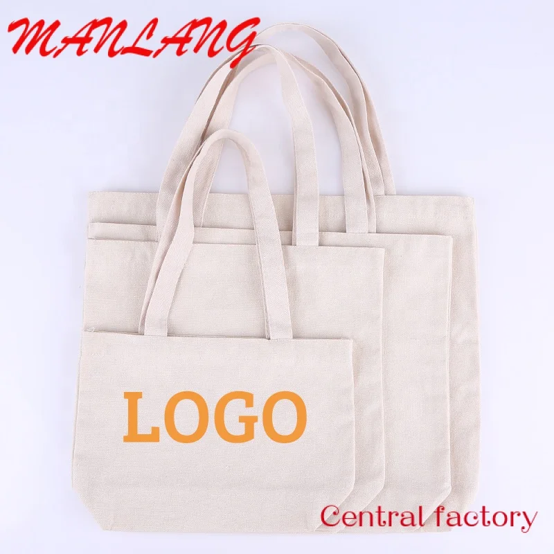 Custom  Wholesale Reusable  Eco Cotton Canvas Plain White Tote Bag Shopping  with Custom logo