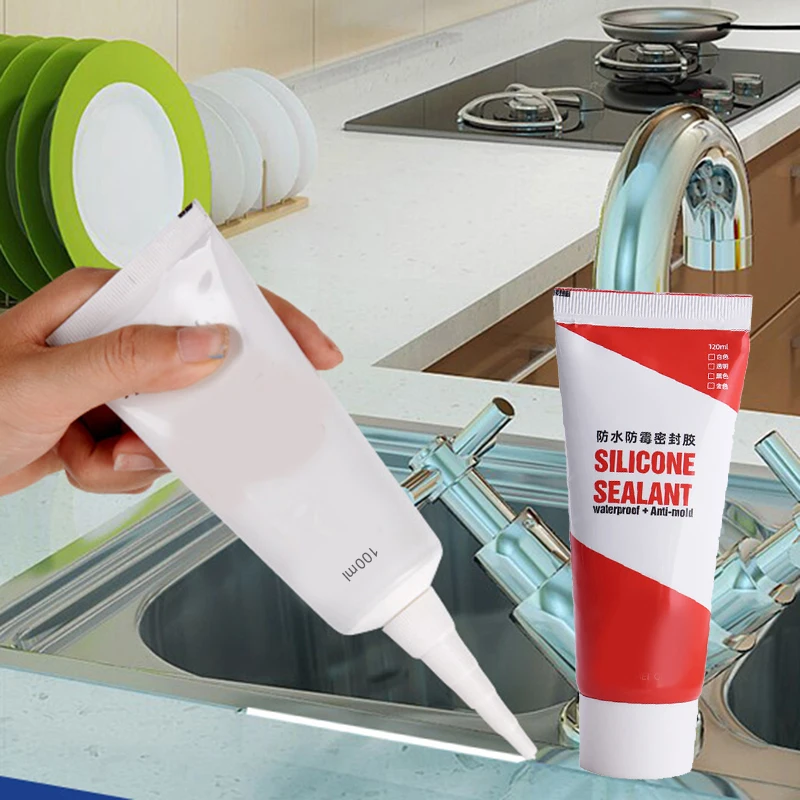 120ml Waterproof Strong Adhesive Sealant Kitchen Bath Tile Resin Caulk Sealant Repair Glue Toilet Base Sealant