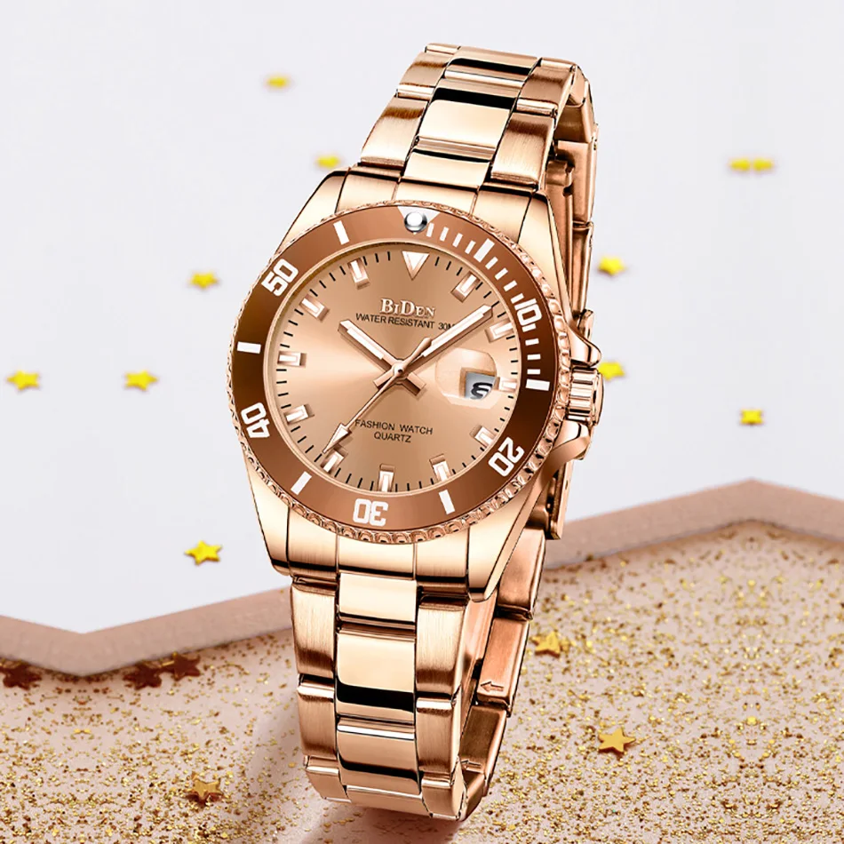 Reloj de moda de acero inoxidable para mujer, reloj de cuarzo con calendario de cristal, doble horario, regalos para mujer, accesorios de vestir