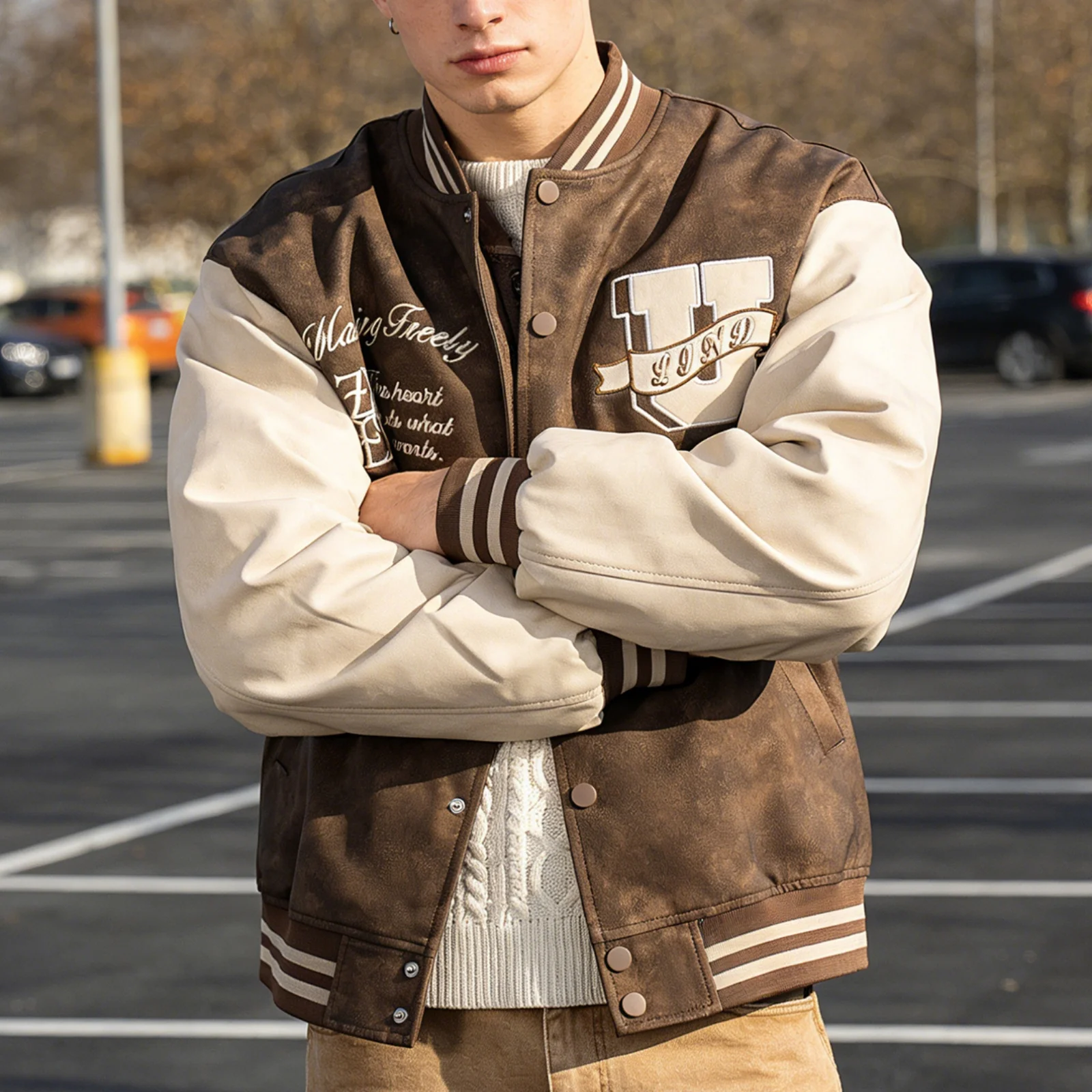 Jaket Kulit PU Pria Model Vint - Varsity Jacket Letterman ulasan dan harga