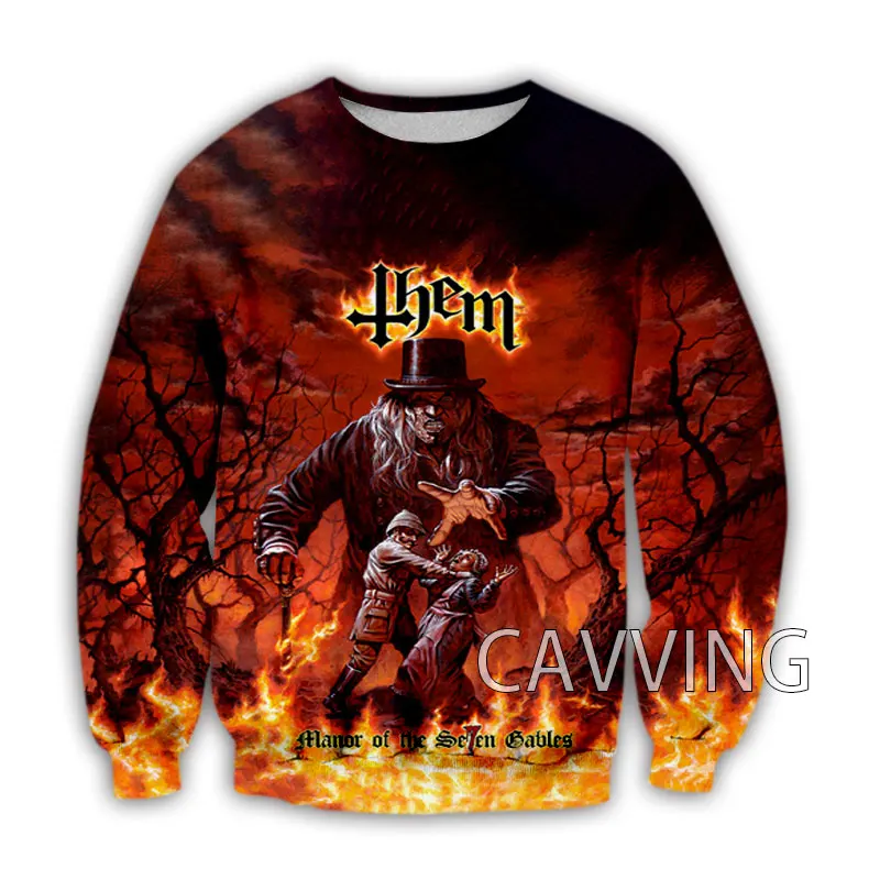 CAVVING-Homens e Mulheres em 3D Impresso Banda Rock Crewneck Camisolas, Tops Estilo Harajuku, Camisolas de Manga Longa