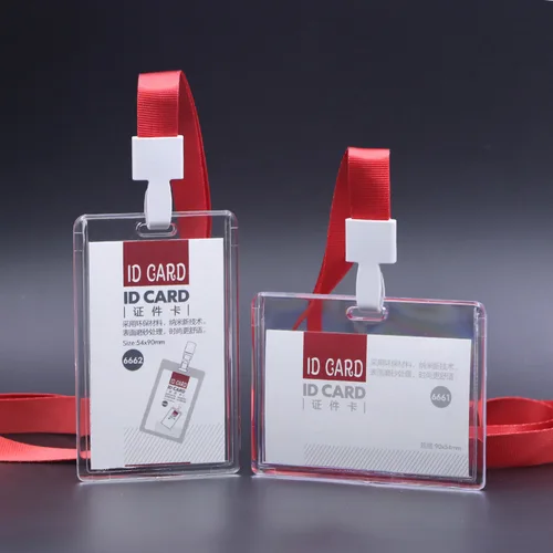 Imagen 2 del producto Portatarjetas de identificación transparente acrílico, portatarjetas de nombre para trabajadores de empleados, reuniones de oficina, empresa, escuela, estudiantes, tarjeteros de autobús