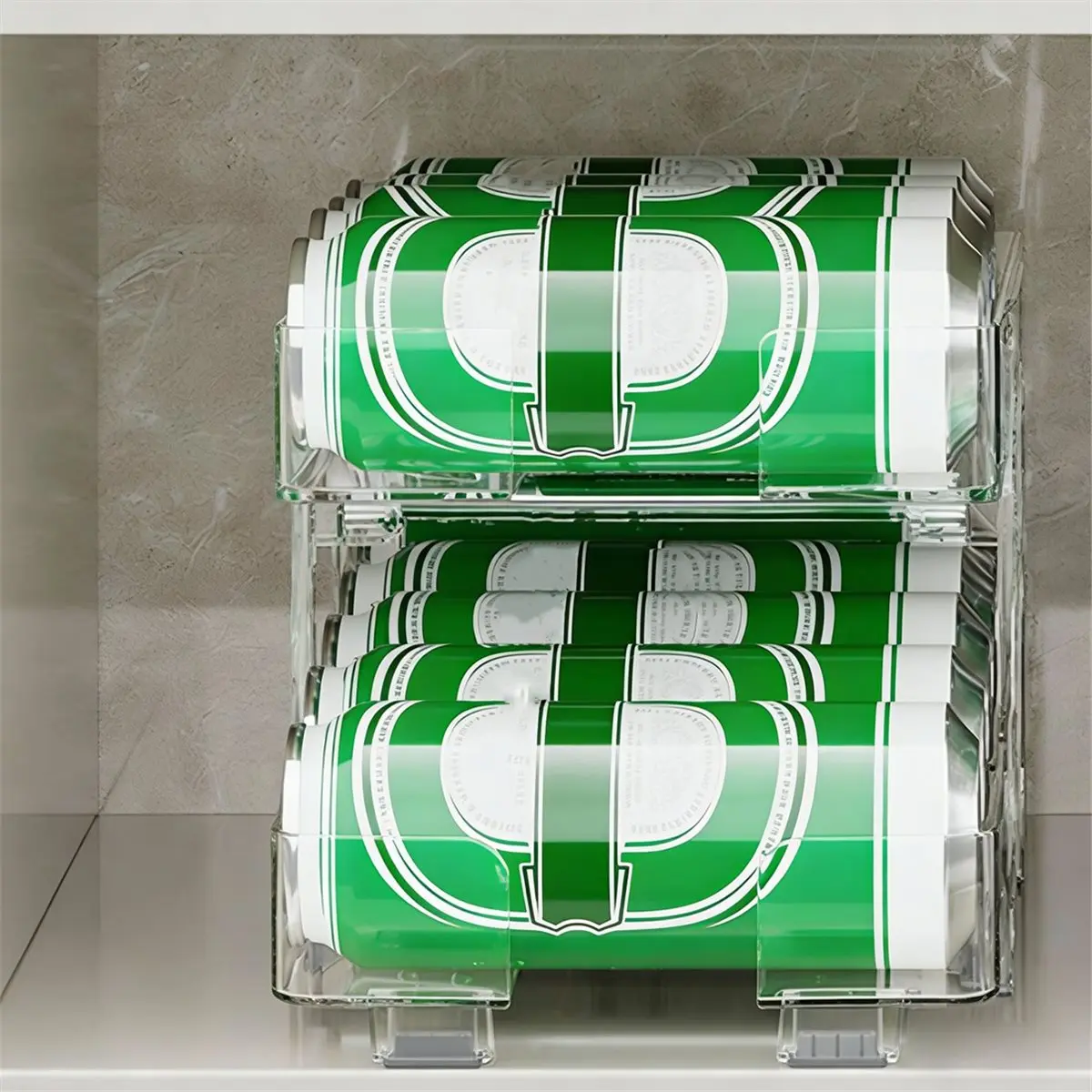 1PC Double-Layer Stretchable Transparent Beverage Storage Box,Can Stacking Storage Rack Suitable for Home,Hotel, Bar