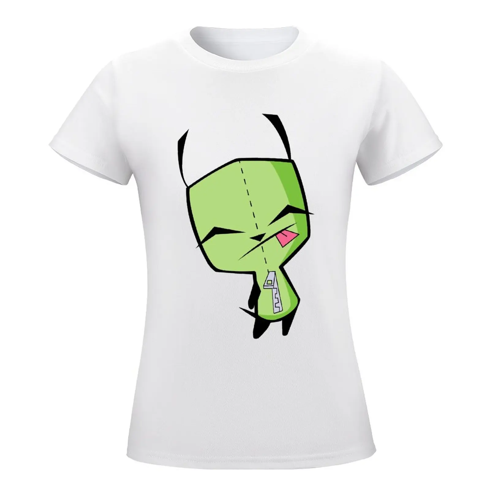 T-shirt do movimento do pescoço redondo, Invader Zim S GIR, T Gráfico Casual, Fitness Novidade Engraçada