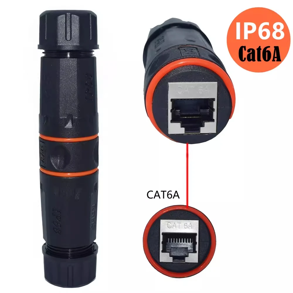 RJ45 Coupler Waterproof Connector IP68 Waterproof Shielded (STP) Cat6/6A Ethernet LAN Connector Network Cable Outdoor adapter