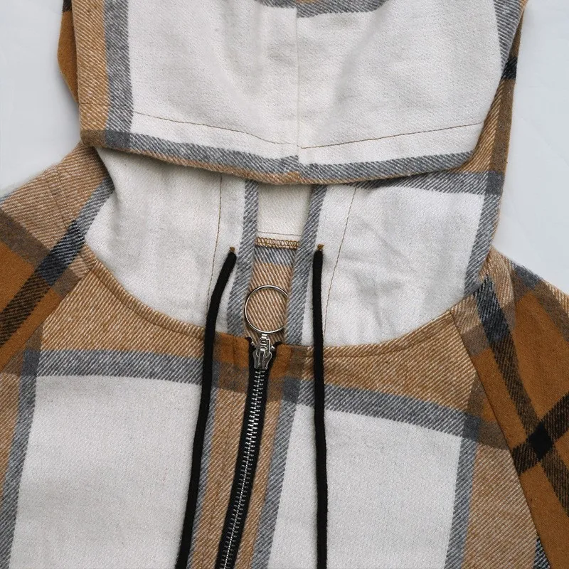 Women\'s Retro Classic Plaid Long Jacket, Hooded Warm Coat, Loose Checkered Shirt Jackets, Button, Autumn, Winter, New, 2024