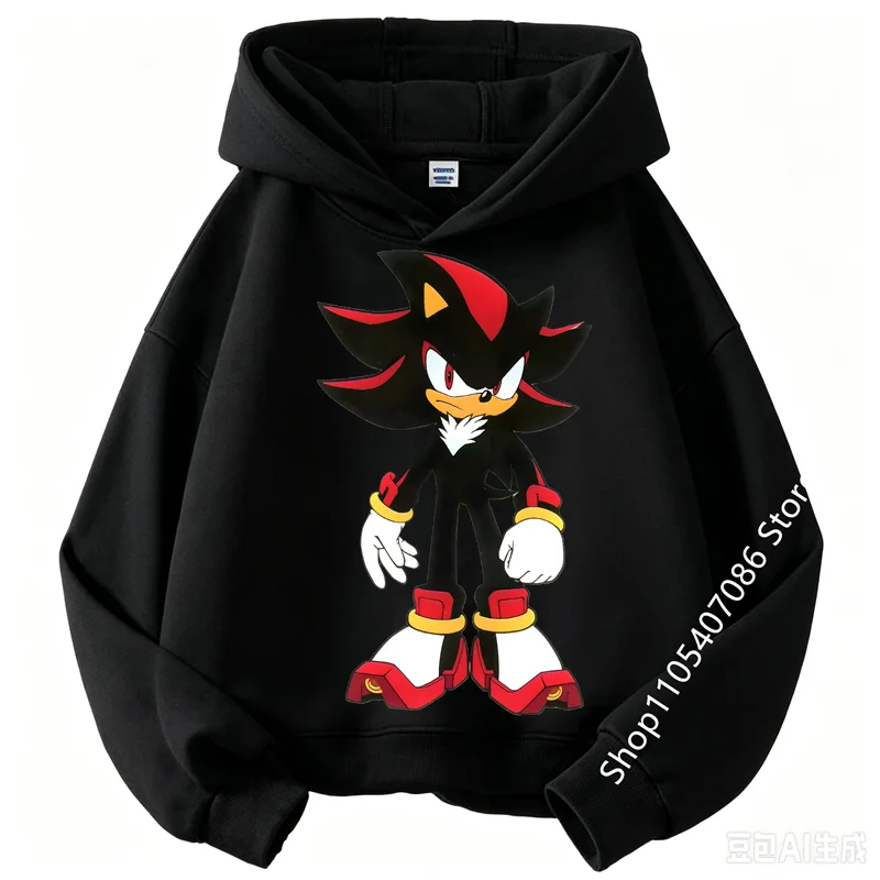 2026 Kids Thick Hoodie with Cute Sonic Anime Pattern Soft Fashion Sweatshirt Clothing Perfect Outfits Gifts for Boys and Girls