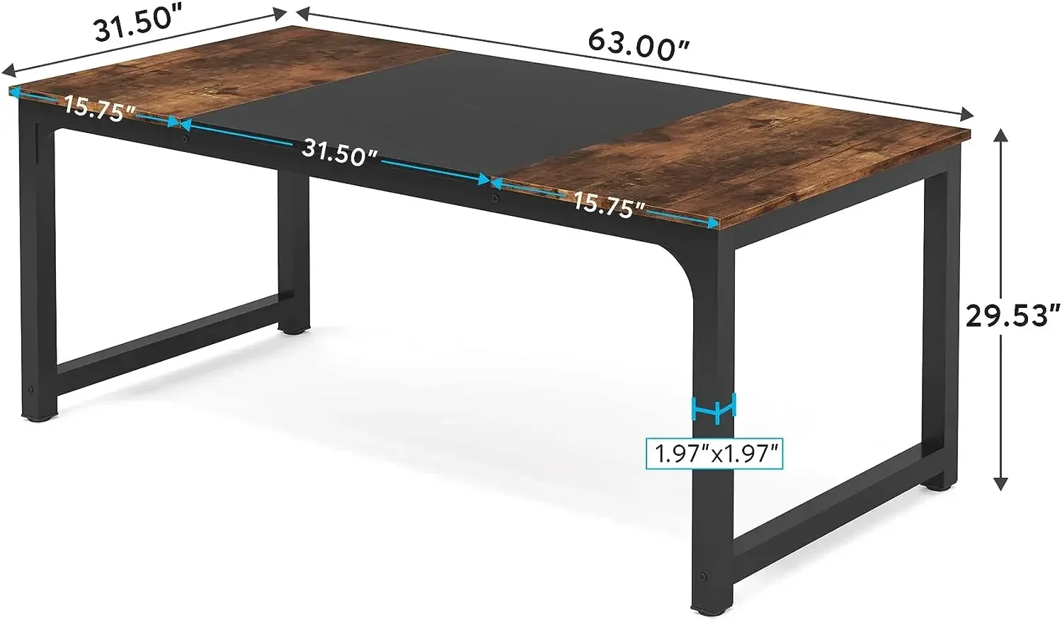 Guarnições-moderna mesa do computador 63x31,5 polegadas, grande mesa de escritório, mesa de estudo, escrivaninha, estação de trabalho para casa