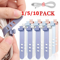 1/5/10pcs Portable Soft Silicone Wire Organizer Reusable Fastening Cable Ties Cord Organizer for Earphone Mouse Data wire Winder