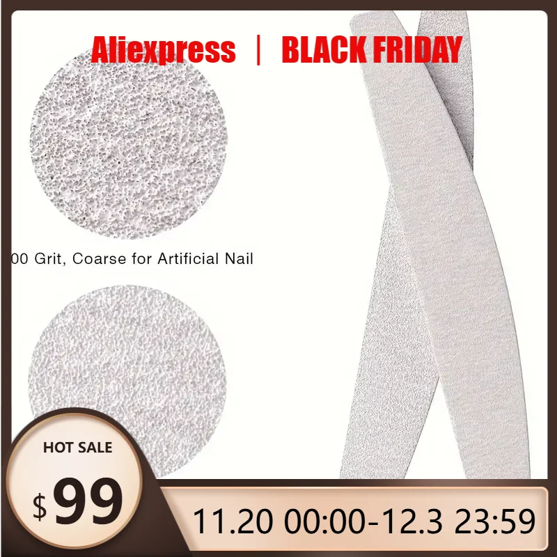 

10pc Double Sided 100/180 Grits Nail File Washable Fingernail Files for Acrylic Gel and Natural Nails Nail Styling Salon Tools